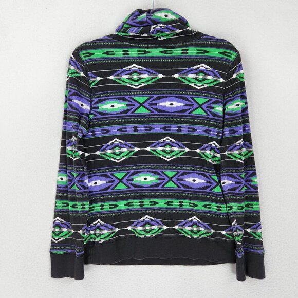 Ralph Lauren Sweater Womens Large Purple Black LRL Active Aztec Funnel Neck - Picture 10 of 11